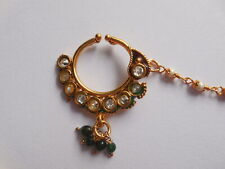 Decorated Nose Ring Nath Pressing Nostril Ring Hoop Decorated Bridal With Chain