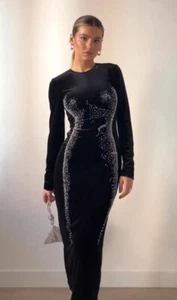 ZARA FW23 SILHOUETTE VELVET DRESS ZW COLLECTION BLACK Size XS 2731/327 - Picture 1 of 14
