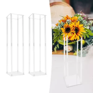 2 Stück Acryl Blumenständer Hochzeit Mittelstücke Metallsäule Weiß Vase Stand - Bild 1 von 19