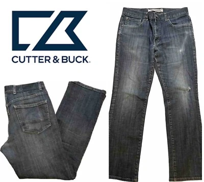 Cutter & Buck - Pantalones de mezclilla para hombre 33x32 - tiro medio - pierna recta relajada - Pantalones de mezclilla azules Foto 1 de 4