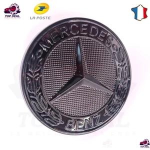 Logo Capot Mercedes Benz NOIR brillant 57mm Emblème CLASSE C E CLK envoi rapide - Imagen 1 de 4