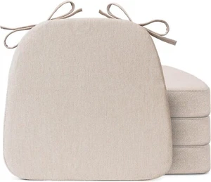 Chair Cushions for Dining Chairs, D-Shaped Seat , 17'' x 16'', Set of 4, Beige - Picture 1 of 7