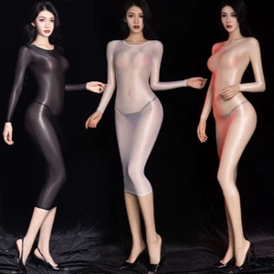 Women Sexy See Through Mesh Sheer Clubwear Bodycon Long Dress Sleepwear Lingerie - Picture 1 of 28