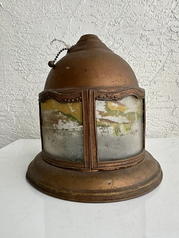 Antique Reverse Painted Glass Light Fixture Shade Canopy Parts Repair Restore Cover