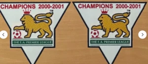 Par de 2000-2001 Champions Premier League parche jugador tamaño Iron On UK Man Utd - Imagen 1 de 4