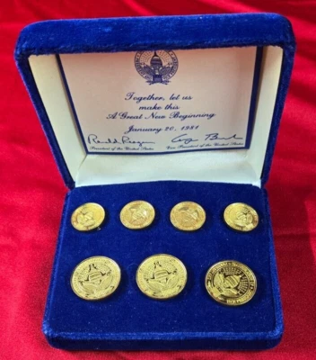 1980 Reagan Bush Presidencial Inaugural Blazer Juego de Caja de Botones por Ben Silver Foto 1 de 4