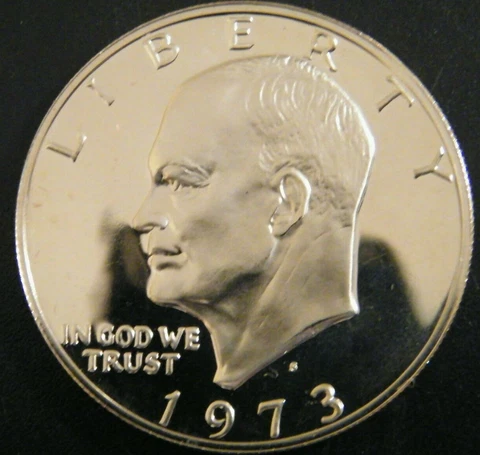 1973 S Eisenhower Dollar Gem Cameo Clad Proof Coin Ike From US Proof Mint Set Cover