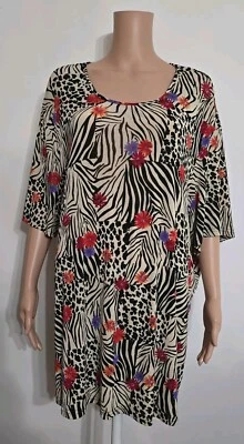 Kathy Ireland Plus 3X Blouse Top Animal Floral Pattern 3X Short Sleeve Pullover - Image 1 of 4