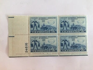 US 1952 USA Scott# 1007 Safety patrolman School girls Automobile block 4 MNH - Picture 1 of 2
