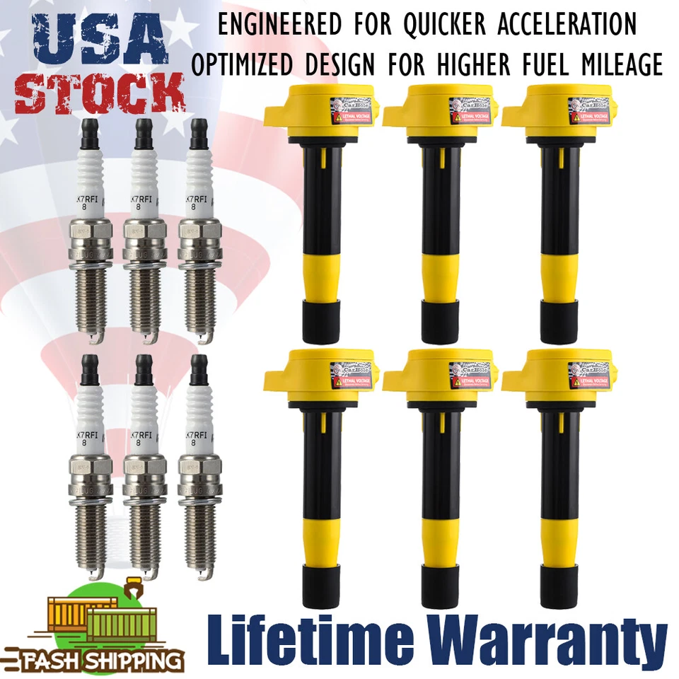 6x Ignition Coils & Platinum Spark Plug for Honda Odyssey Accord Acura RL TL TSX - Image 1 of 4