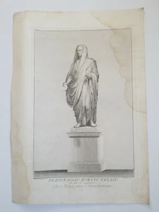 Perini PERSONAGGO ROMANO VELATO Antique Engraving Statue Giustinani Matteini Old - Picture 1 of 11