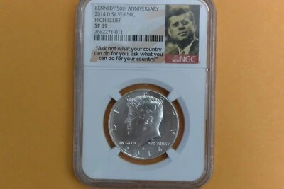 2014-D Kennedy Silver Half NGC SP69 High Relief 50th Anniversary Set - Image 1 of 4