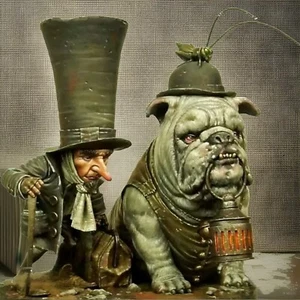1/24 resin figures model Fantasy Old Man With Bulldog Unassembled Unpainted - Picture 1 of 1