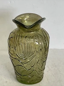 Antike Dugan Kunstglas getupft Nachlass limettengrün irisierende Vase 5 1/2" - Bild 1 von 9