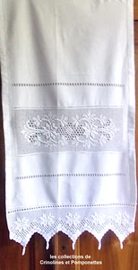 BRISE BISE  RIDEAU BRODE MAIN  ET  CROCHET ARTISANAL BLANC  50X 110  STELLIOS - Picture 1 of 5