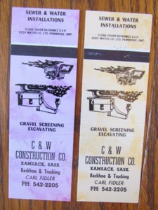 KAMSACK, SASKATCHEWAN COPERTINE LIBRO FIAMMIFERI: COSTRUZIONE C & W (CARL FIDLER) -D - Foto 1 di 1