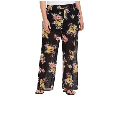 TORRID цветочный подтягивания брюки черный половина подкладки размер 4 X - Изображение 1 из 4