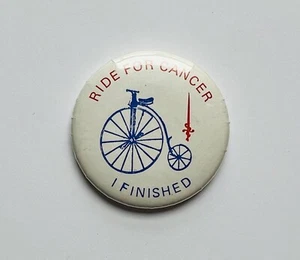 Ride For Cancer I Finished Vintage Button - Cancer Awareness - Bild 1 von 2