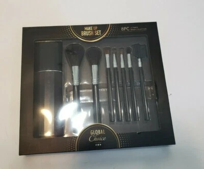 Cepillo de maquillaje Global Choice 8 piezas astilla negra Ultimate Collection con calcetín pequeño Foto 1 de 4