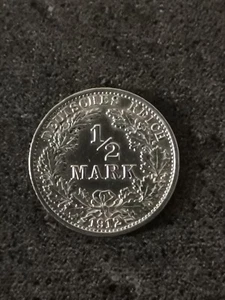 1/2 MARK SILBER 1912 A BERLIN WILHELM II DEUTSCHLAND / GERMANY SILVER - Bild 1 von 2