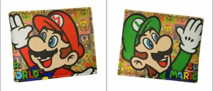 SUPER MARIO WORLD LUIGI BI-FOLD WALLET PU Card Case Money Holder PEACH TOAD NEW! - Picture 1 of 2