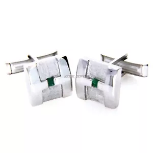 Natürlicher Smaragd Edelstein Mit 925 Sterling Silber Manschettenknopf #2167 - Bild 1 von 3