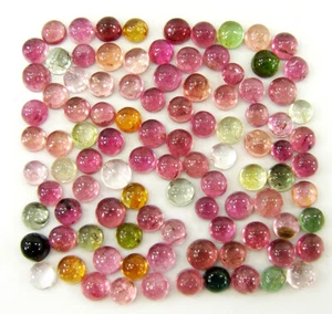 32.85 Ct Natural Tourmaline Loose Gemstone 3-4 mm Cabochon 100 Pcs Lot - 63961 - Picture 1 of 5
