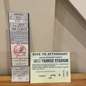 APR 9, 1996 DEREK JETER 1ST CAREER OPENING DAY YANKEE STADIUM TICKET W/ PARKING - Picture 1 of 5