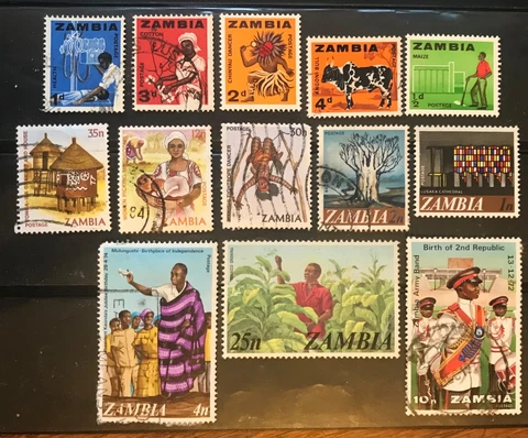 ZAMBIA postage stamps lot of 13 old Cover