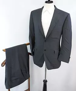Canali Charcoal Gray Blue Stripe 2 Btn Dual Vent Wool Suit 50R EU 40R US - Picture 1 of 12