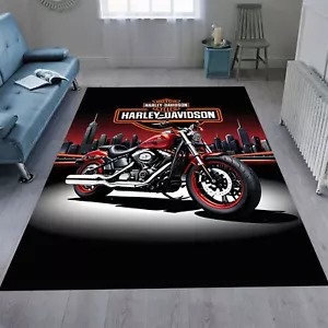 harley rug, biker rug, biker gift, motorcycle area rug - Picture 1 of 9