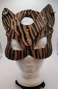 Partytier Cosplay oder Halloween Maske. Handgefertigte Leder Wildcat halbe Gesichtsmaske. - Bild 1 von 8