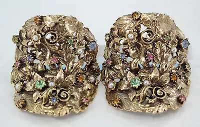 Clips para zapatos de renacimiento victoriano de metal y diamantes de imitación tono dorado Musi de colección para mujer de los años 60 Foto 1 de 4