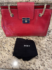 Dkny Leather Paige Medium Satchel- Bright Red/ Gold *