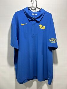NIKE DRI FIT PITT PANTHERS FOOTBALL ACC TEAM ISSUED BLUE POLO XXL - DAVE BORBELY