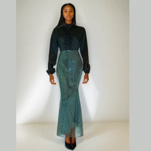 Mujer Falda Larga Corte Pescado en Lentejuelas Brillo Tejido Elástico - Imagen 1 de 7