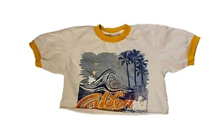 Vintage 70s California Surfer Beach Half shirt Crop Top Small - Picture 1 of 4