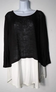 Schlichtes Susan Betro 2X Top Tunika schwarz weiß Mixed Media Pullover Karriere Freizeit - Bild 1 von 10