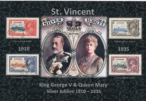 KGV 1935 NICE DISPLAY OF ST. VINCENT SILVER JUBILEE POSTAL USED SET VFU-GU#1 - Picture 1 of 2