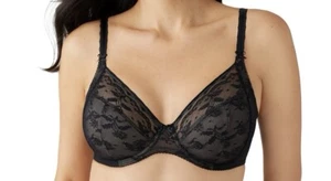 Sujetador con aros Wacoal negro elevado de lujo 855433 talla 34 C nuevo con etiquetas $72 - Imagen 1 de 5