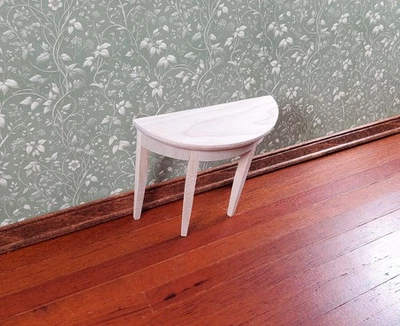 Mesa de recibidor media redonda para casa de muñecas escala 1:12 muebles miniatura madera sin pintar Foto 1 de 4