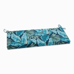 Tropical Rectangular Outdoor Bench Cushion in Blue - Picture 1 of 5