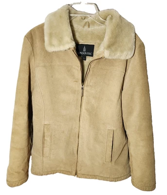 Chaqueta London Fog Cuero Gamuza Tostado Mujer Abrigo Forrado con Cremallera Talla Grande CÁLIDO Foto 1 de 4