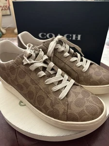 COACH Designer High Line Logo Coated Canvas Lace-Up Sneakers Women Size 10 NWB - Picture 1 of 15