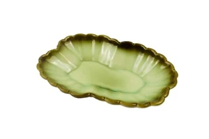 HULLS POTTERY #31 PIATTO DA PORTATA MODERNO METÀ SECOLO VERDE CHIARO E SCURO - Foto 1 di 8