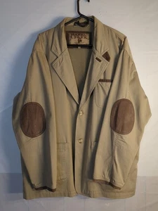 Madison Creek Outfitters Barn Jacket Coat Mens XL Khaki Elbow Patch 2 button - Picture 1 of 10