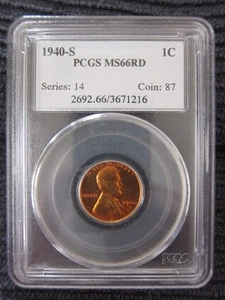 1940-S PCGS Lincoln wheat Cent MS66RD RED 1c penny very nice San Francisco coin - Picture 1 of 4