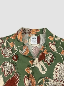 Zara Men’s Small Hawaiian Short Sleeve Button Up Tropical Shirt Aloha - Picture 1 of 10