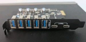 Carte d'extension PCI-E vers USB 3.0 7 ports (2X USB-C - 5X USB-A), PCI Express USB... - Photo 1/2