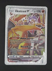 Pokémon Charizard V 170hp Silver Foil Fan Art Collector Card TCG - Picture 1 of 2